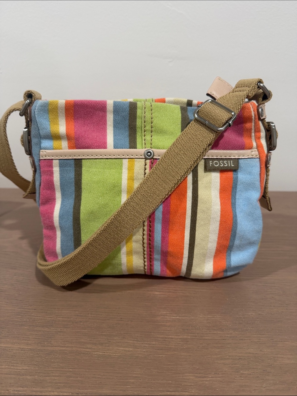Fossil 1954 Multicolor Stripe Canvas Crossbody with Leather